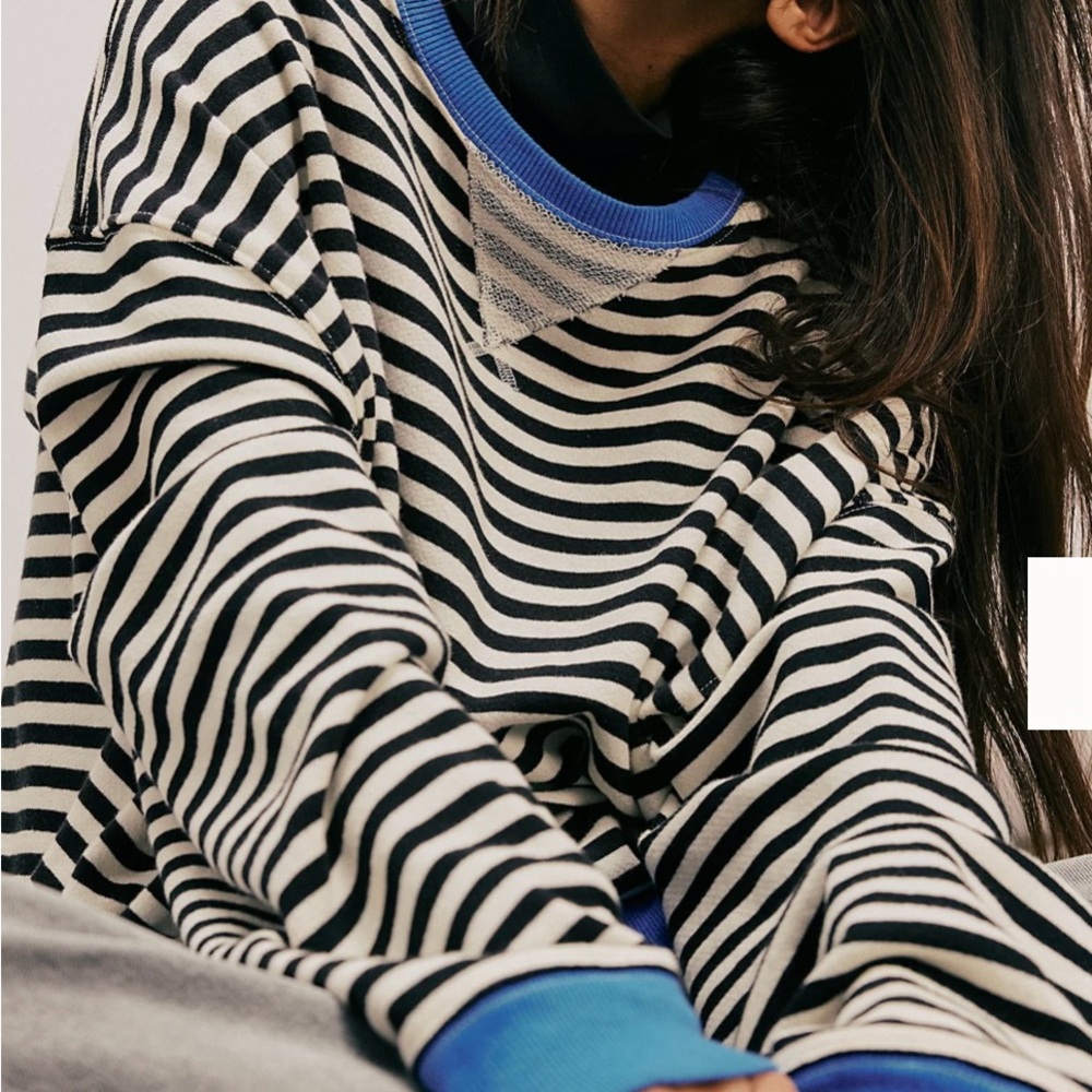NWOT Free People Classic Striped Oversized Crewneck Size XS